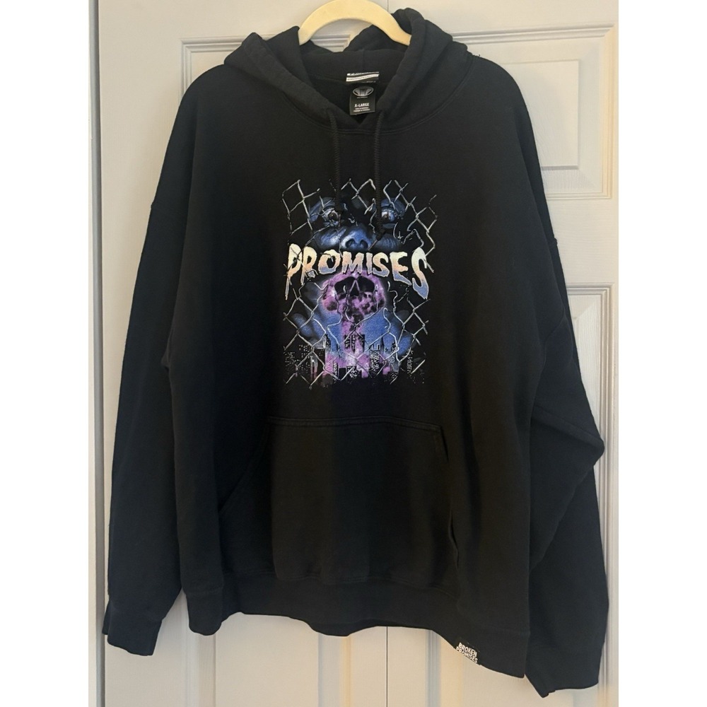 Broken Promises Black Horror Graphic Destroy‎ Double Sided Hoodie Men's Size XL
